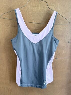 Prince Gray and Light Pink V-Neck Athletic Tank